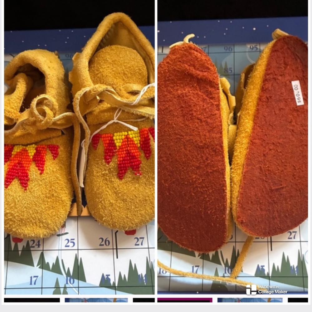New Leather Moccasins Beaded Embroidery Size 6-9 Month